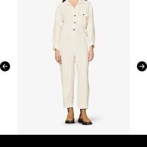 Sandro Cream Button-Up Jumpsuit